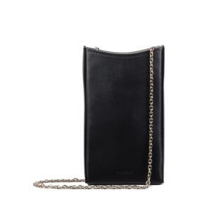 NWT CAFUNE Women's Black Leather Chain Strap Phone Pouch